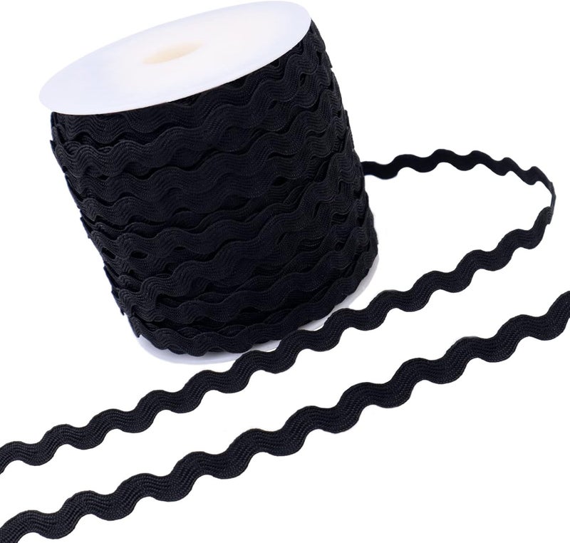 GXTIZAS Rick Rack Wave Bending Fringe Trim 40 Yards Black Lace Ribbon RIC Rac Trim for Sewing Clothes Gift Wrapping Home Party Decoration - Image 1